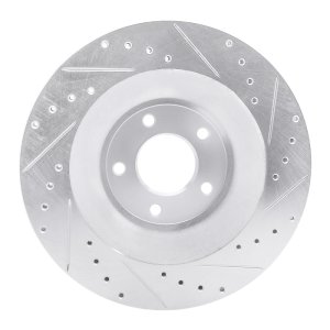 Chrysler 200 Brake Rotor (1) - Front Left - R1 Concepts - Drilled & Slotted - Silver - `08-`14